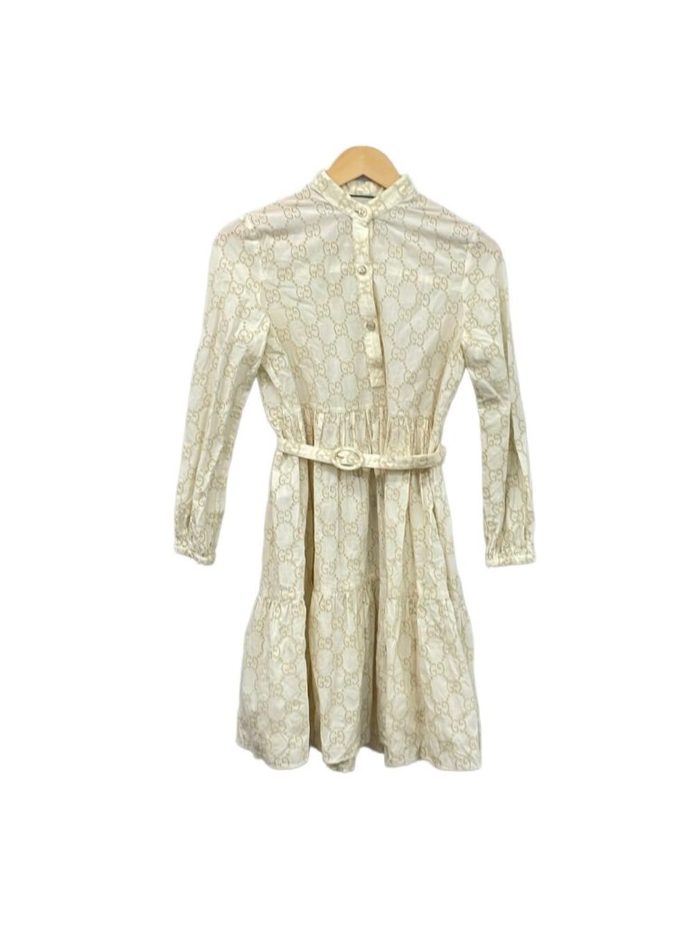 Gucci Dress Ivory Long Sleeve Knee-length GG Pattern